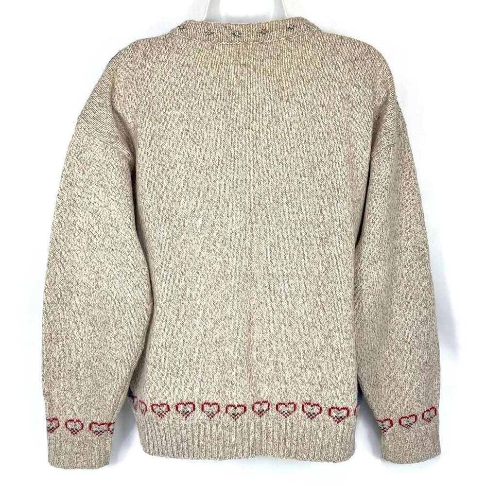 Vintage Eddie Bauer Sheep Patchwork Wool Cardigan Sweater Women's M - Picture 5 of 12